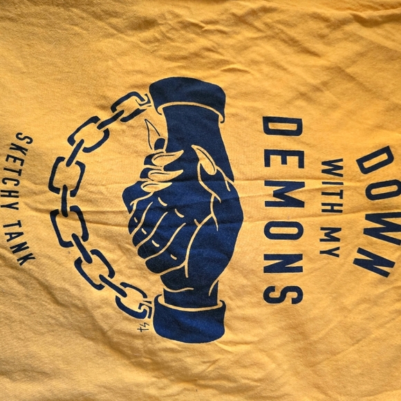 Lurking Class sketchy tank, yellow, men's M, t-shirt, Down with My Demons - Picture 3 of 3